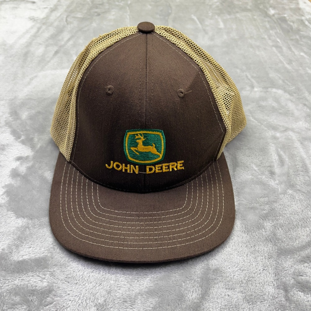 John Deere Trucker Hat‎ Mesh Back Adjustable Logo Brown Barn Chore